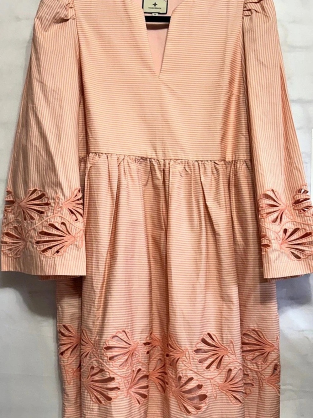 Tuckernuck Medium Pink Salt Stripe Izzie Dress Embroidered Eyelet Designer